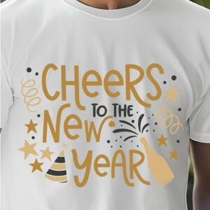 Cheers to the New Year T-shirt S M L XL XXL Unisex White New Happy New Year